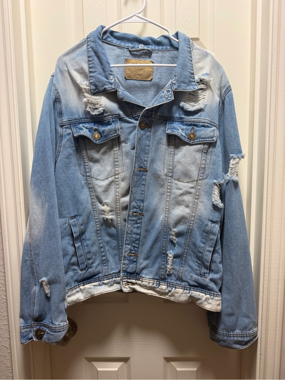 Men’s Light Blue Distressed Denim Jacket